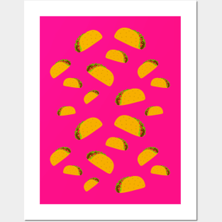 Cool and fun yummy taco pattern hot pink fun girly foodie Posters and Art